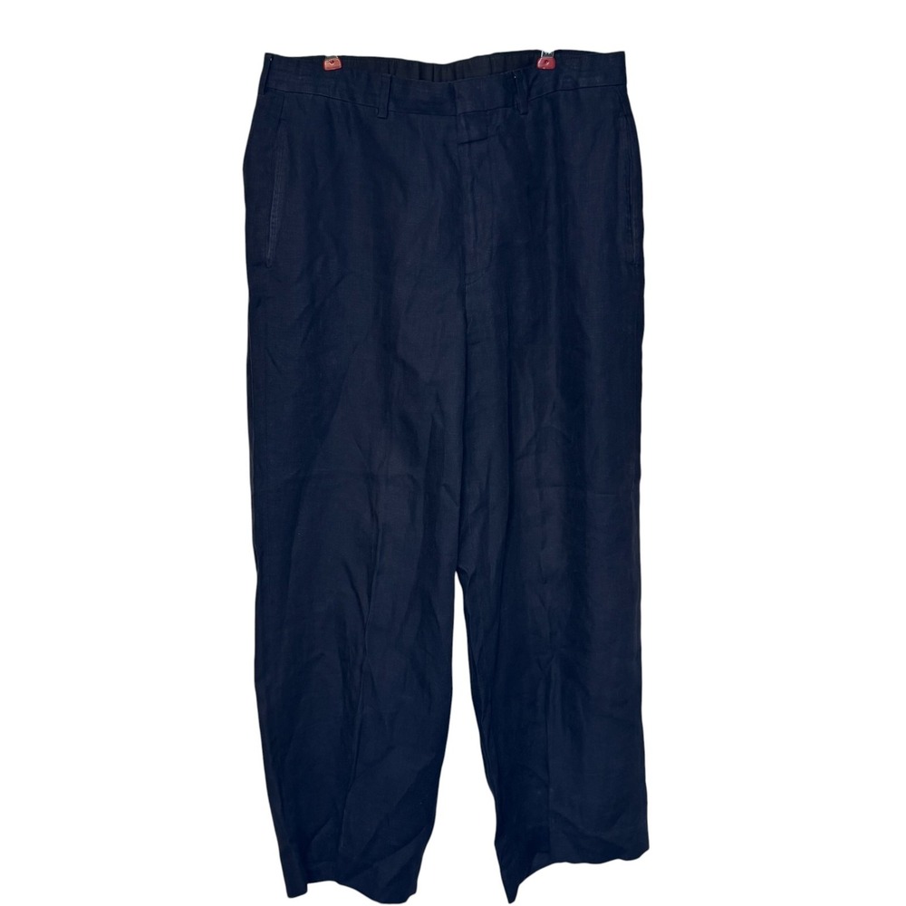 Ralph Lauren‎ Purple Label Women's Pants 100% Wide Leg Elastic Waist Navy 32X29